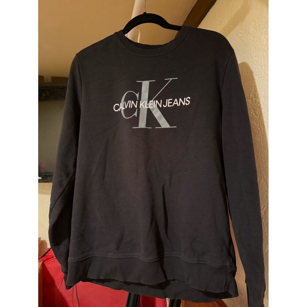 Calvin Klein Jeans Black Crewneck with Gray CK Logo size L